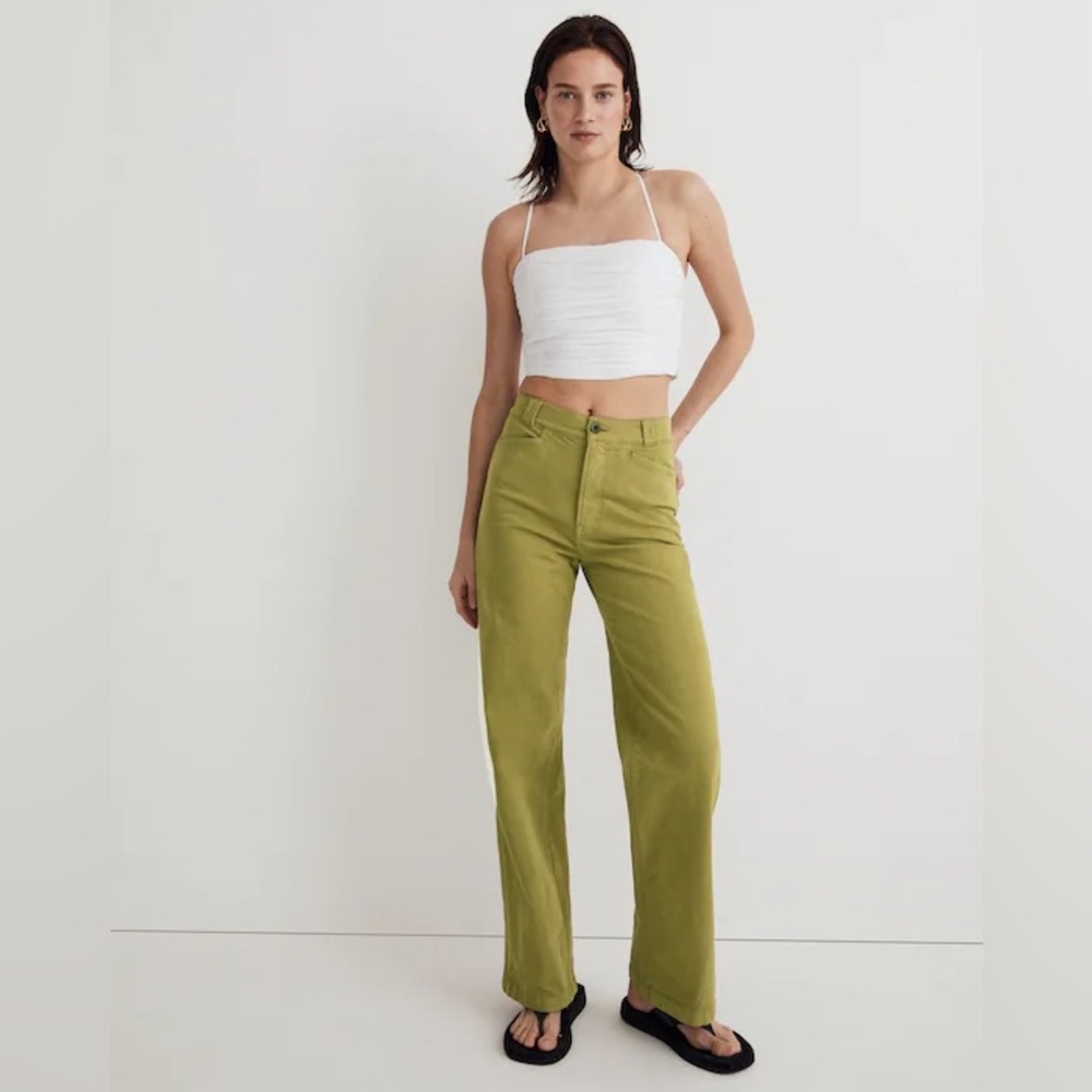 Madewell The Emmett Wide-Leg Pant: Garment Dyed Edition Size 24 in Artichoke